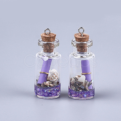 Glass Wishing Bottle Pendant Decorations A-GLAA-S181-02A-1