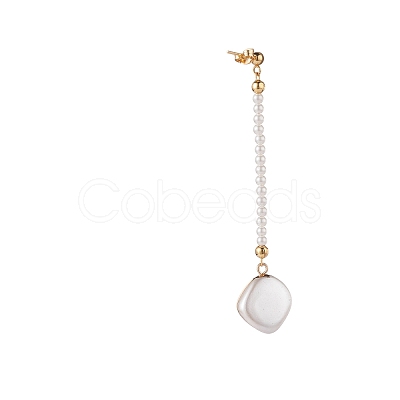 Shell Pearl Stud Earrings EJEW-TA00043-1