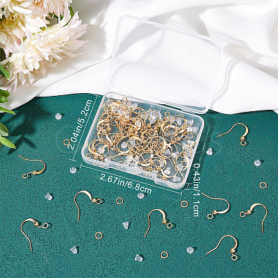 CREATCABIN 50Pcs Real 18K Gold Plated Brass Horizontal Loop French Earring Hooks KK-CN0001-81-1