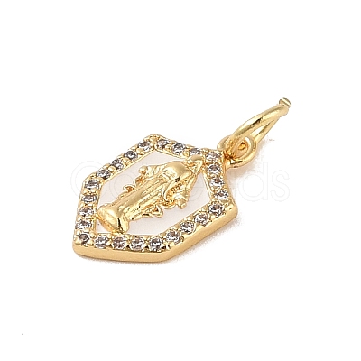 Brass Micro Pave Clear Cubic Zirconia Pendants KK-E111-31E-G-1