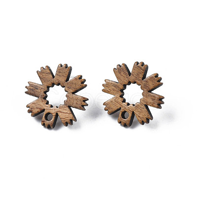 Walnut Wood Stud Earring Findings MAK-N032-039-1