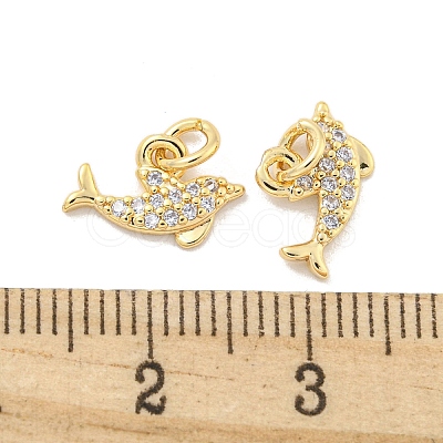 Brass Micro Pave Clear Cubic Zirconia Charms KK-Z044-14B-1