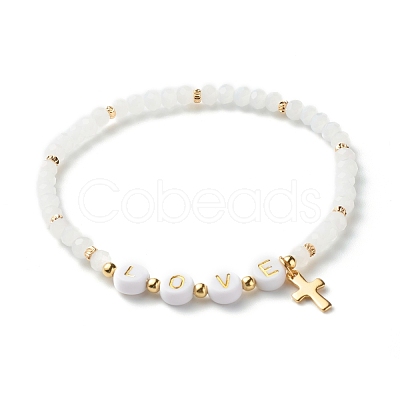 Glass Beads Stretch Bracelets Sets BJEW-JB06575-02-1