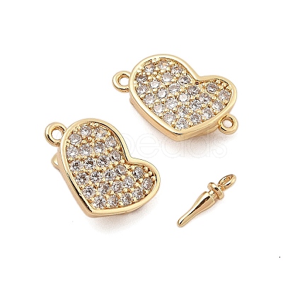 Brass Micro Pave Clear Cubic Zirconia Box Clasps KK-C075-14G-1