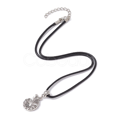 Ocean Theme Alloy Pendant Necklace with Imitation Leather Cords NJEW-JN04495-1