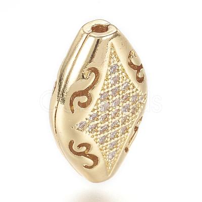 Brass Micro Pave Cubic Zirconia Beads ZIRC-F062-26G-1