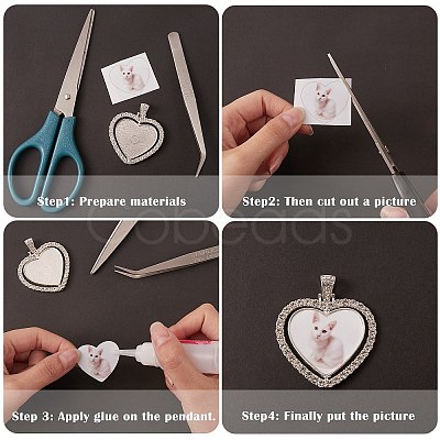 DIY Heart Rhinestone Pendant Making Kits DIY-SZ0006-25-1