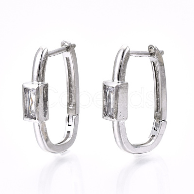 Brass Micro Pave Clear Cubic Zirconia Huggie Hoop Earring EJEW-T046-15P-NF-1