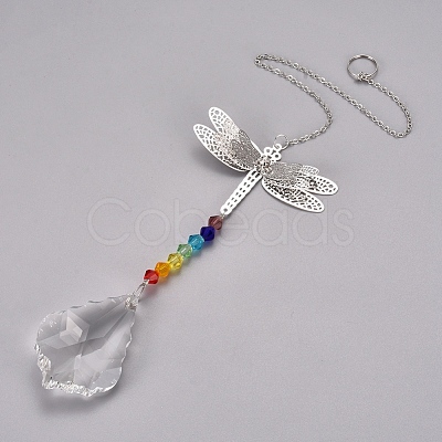 Crystal Ceiling Fan Pull Chains Chakra Hanging Pendants Prism AJEW-WH0021-30C-1