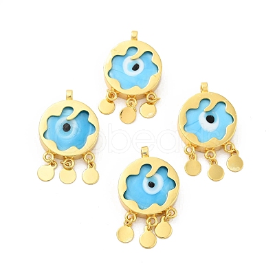 Rack Plating Handmade Evil Eye Lampwork Pendants KK-F838-01D-G-1