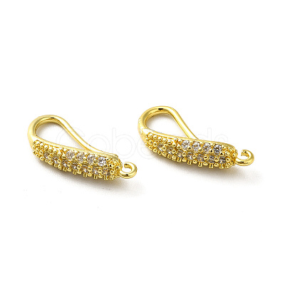 Brass Micro Pave Clear Cubic Zirconia Earring Hooks ZIRC-R112-08G-1