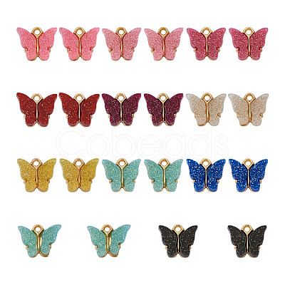 44Pcs 11 Colors Vintage Alloy Acrylic Charms PALLOY-TA0002-38-1