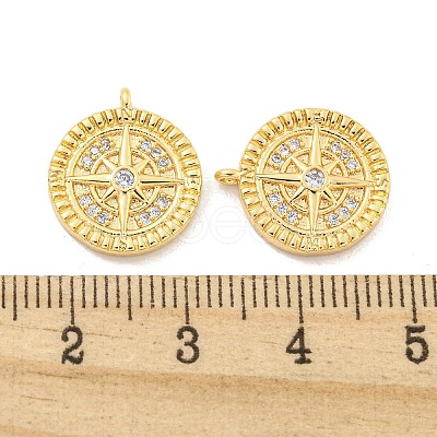 Brass Micro Pave Clear Cubic Zirconia Charms KK-Z044-35G-1