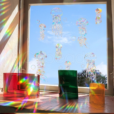 Jellyfish Rainbow Prism Electrostatic Window Stickers PW-WGD5262-01-1