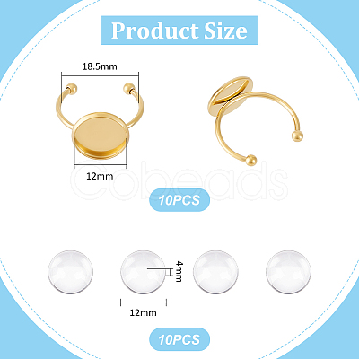 Unicraftale DIY Blank Dome Open Cuff Ring Making Kit STAS-UN0053-06-1