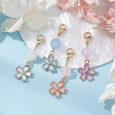 Alloy Enamel Flower Pendant Decorations HJEW-JM01599-1