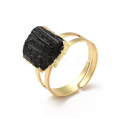 Natural Tourmaline Irregular Nugget Adjustable Ring RJEW-F132-04G-1