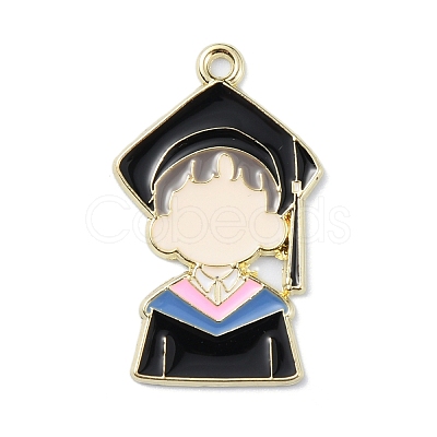 Graduation Theme Alloy Enamel Pendants ENAM-G226-01B-1