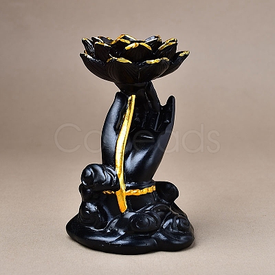 Buddha Hand Holding Lotus Resin Crystal Ball Holders WICR-PW0016-04-1