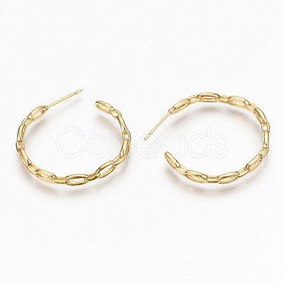 Brass Half Hoop Earrings KK-R117-055G-NF-1