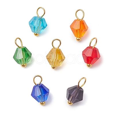 7Pcs Imitation Austrian Crystal Glass Pendants PALLOY-JF02910-01-1