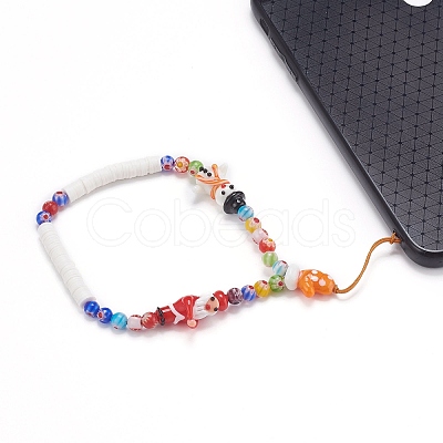 Handmade Millefiori Glass Beaded Mobile Straps HJEW-JM00446-1