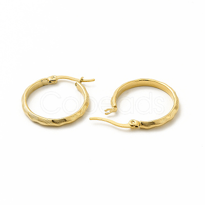 201 Stainless Steel Grooved Hoop Earrings with 304 Stainless Steel Pin for Women EJEW-M214-11B-G-1