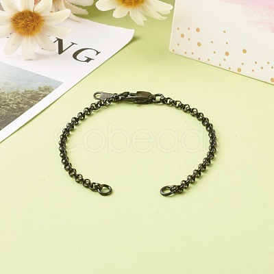 Handmade 304 Stainless Steel Rolo Chain Bracelets Making Accessories AJEW-JB01026-02-1