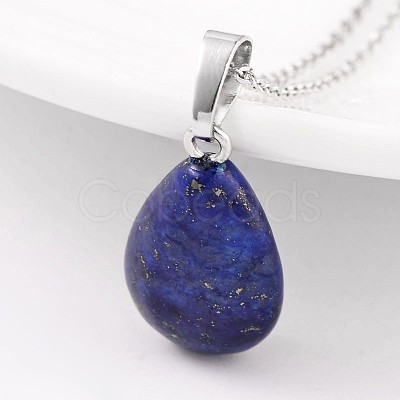 Teardrop Platinum Tone Brass Natural & Synthetic Mixed Stone Pendants G-F267-02-1