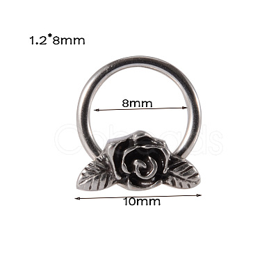 304 Stainless Steel Rose Flower Hoop Nose Rings WG137BA-03-1