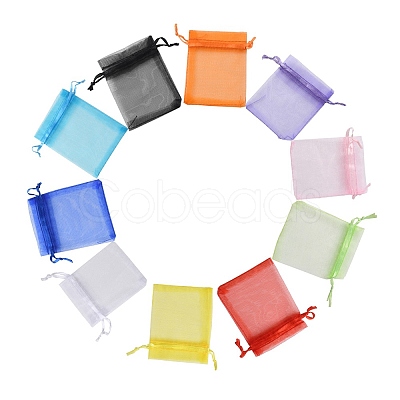 20Pcs 10 Colors Rectangle Organza Drawstring Bags CON-YW0001-31C-1