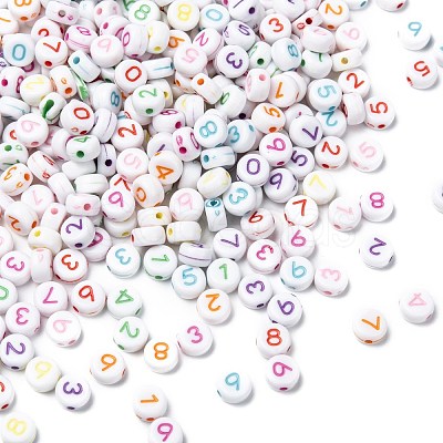 Opaque Acrylic Flat Round Beads X-SACR-Q100-M034-1