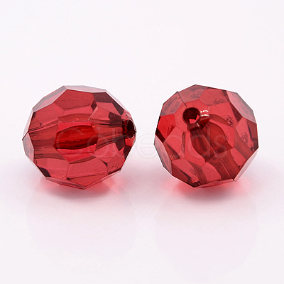 Faceted Round Transparent Acrylic Beads DB14mmC04-1