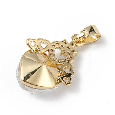 Real 18K Gold Plated Rack Plating Brass Micro Pave Clear Cubic Zirconia Pendants KK-C015-30G-14-1