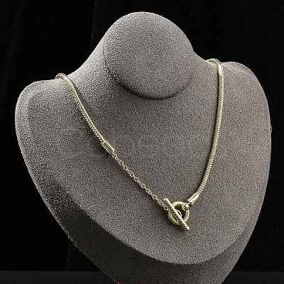 Brass Round Snake Chain Necklaces with OT Clasps for Men Women NJEW-G160-06G-1