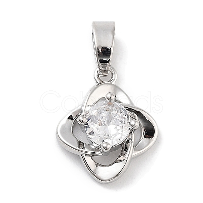 Brass Micro Pave Clear Cubic Zirconia Pendants ZIRC-L104-006P-1