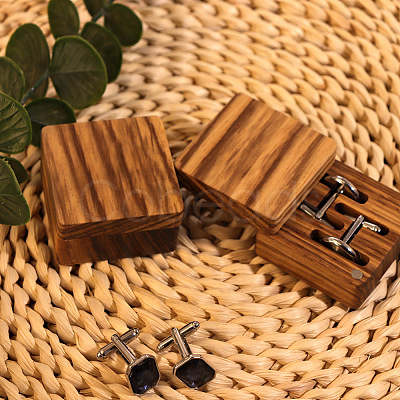 Square Wood Cufflinks Gift Storage Magnetic Boxes PW-WG77A80-01-1