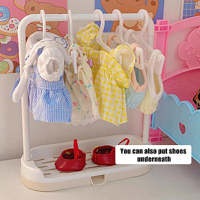 Plastic Doll Clothes Drying Laundry Rack Set DIY-WH0304-527A-1