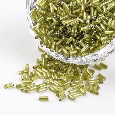 Silver Lined Round Hole Glass Bugle Beads SEED-I001-24-1