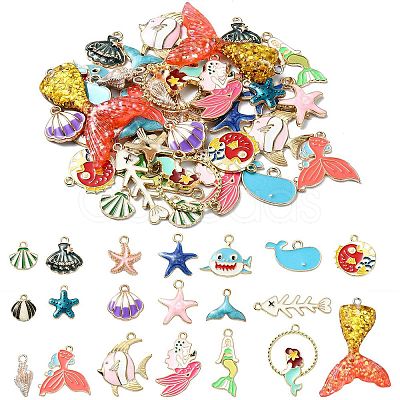 40Pcs 20 Styles Ocean Theme DIY Pendants Kits ENAM-YW0004-04-1