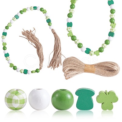 150Pcs 5 Styles Saint Patrick's Day Wood European Beads Set WOOD-SZ0001-27-1