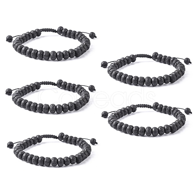 Adjustable Natural Lava Rock Braided Bead Bracelets BJEW-F369-A02-1