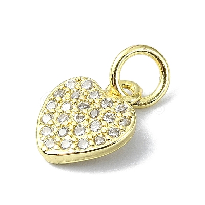 Heart Theme Brass Micro Pave Cubic Zirconia Charms KK-H475-56G-03-1