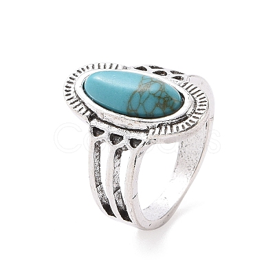 Synthetic Turquoise Finger Rings Set AJEW-PW0005-01A-1