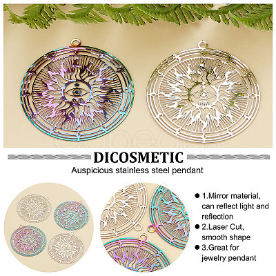 DICOSMETIC 40Pcs 2 Colors 201 Stainless Steel Filigree Pendants STAS-DC0010-92-1