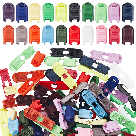 Nbeads 108Pcs 18 Colors Nylon Cord End Clips KY-NB0001-63-1