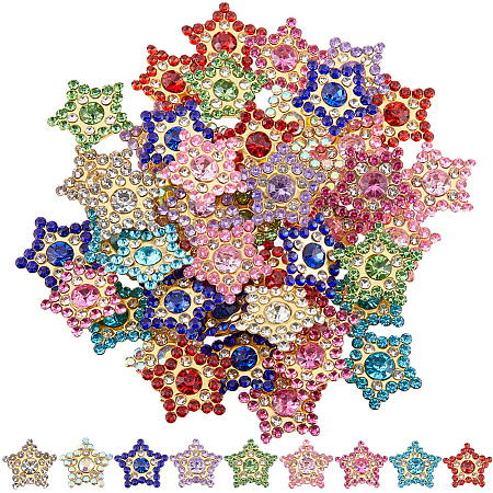 Gorgecraft 108Pcs 9 Colors Star Sew on Rhinestone OACR-GF0001-13-1