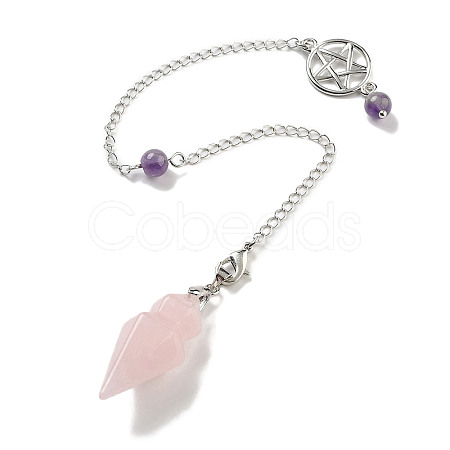 Natural Rose Quartz Pointed Dowsing Pendulums G-K338-12P-02-1