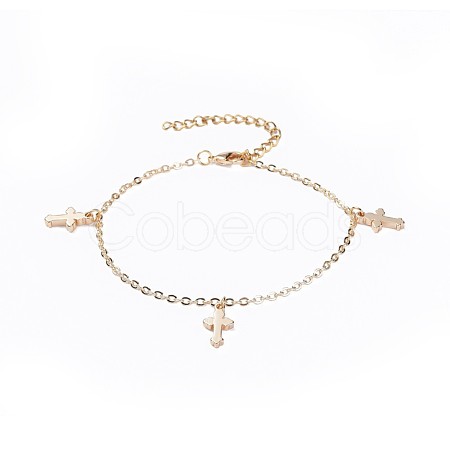 Brass Charm Bracelets BJEW-JB04321-03-1