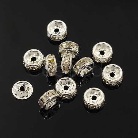 Brass Rhinestone Spacer Beads X-RB-A003-7MM-S-1
